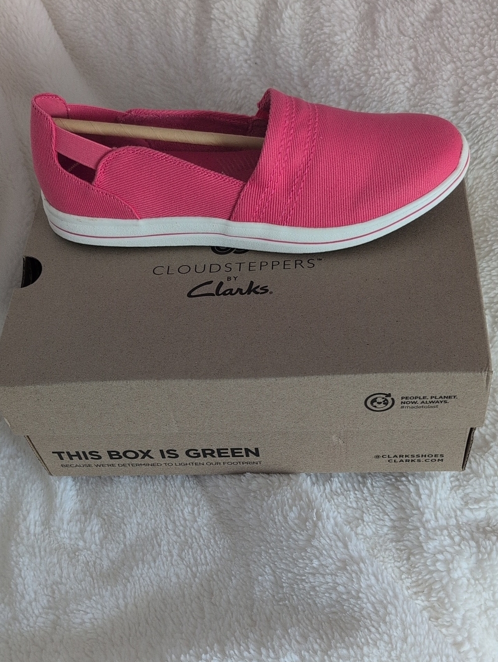 Clarks Pink Canvas Slip-On Flats